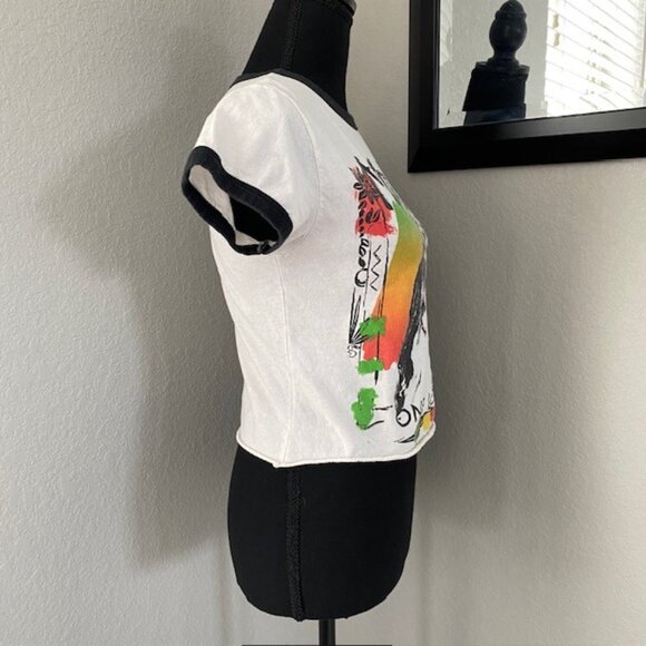BOB MARLEY One Love Cutoff cropped Ringer Tee T Shirt XS - Picture 4 of 11